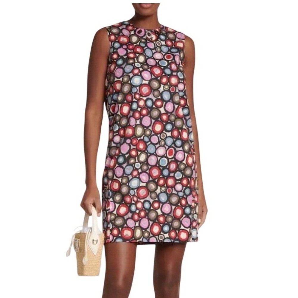 Max Mara Sleeveless Mini Dress in Multi-Color Circle Print